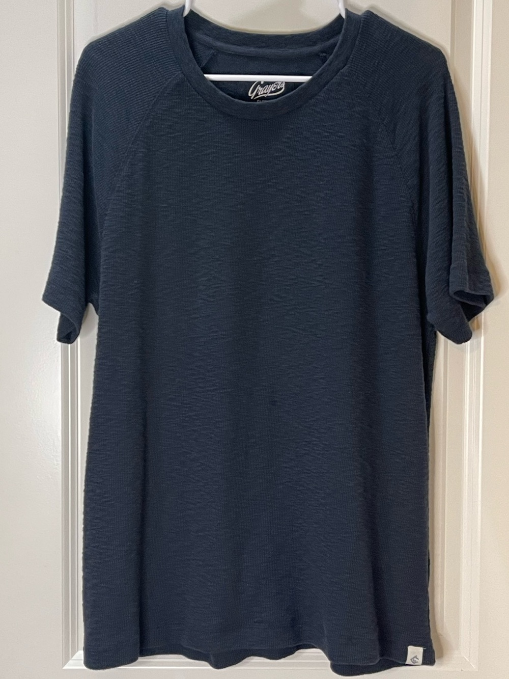 Grayers Men's Short Sleeve Textured Tee in Black/Blue 100% Cotton L